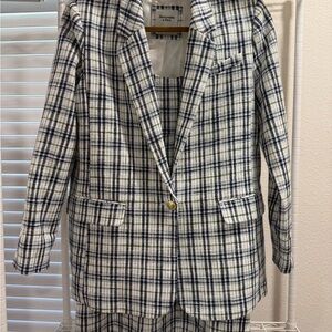 Abercrombie & Fitch Checkered Blazer AND Dress - Navy, Green, and White